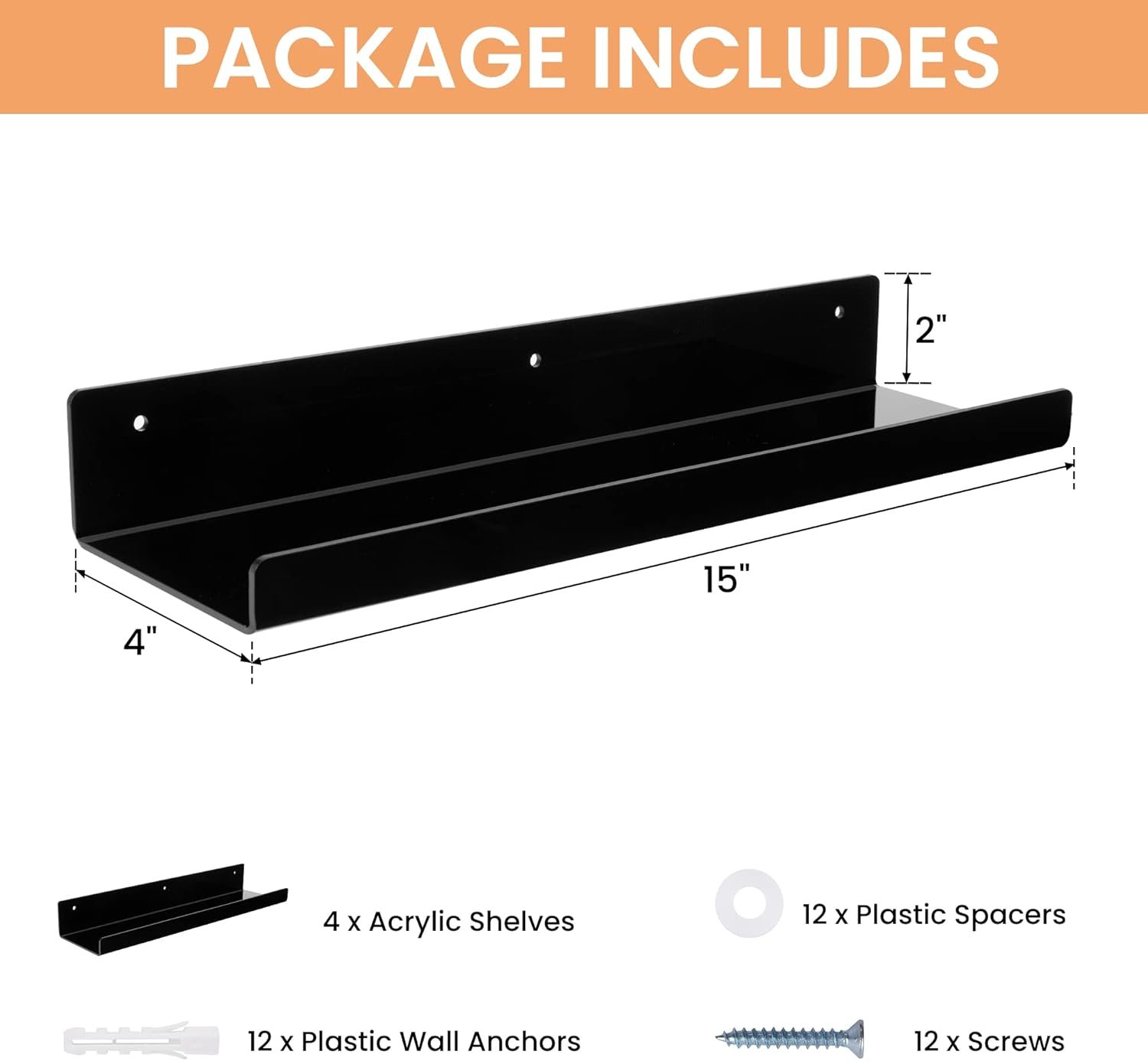acrylic floating shelves