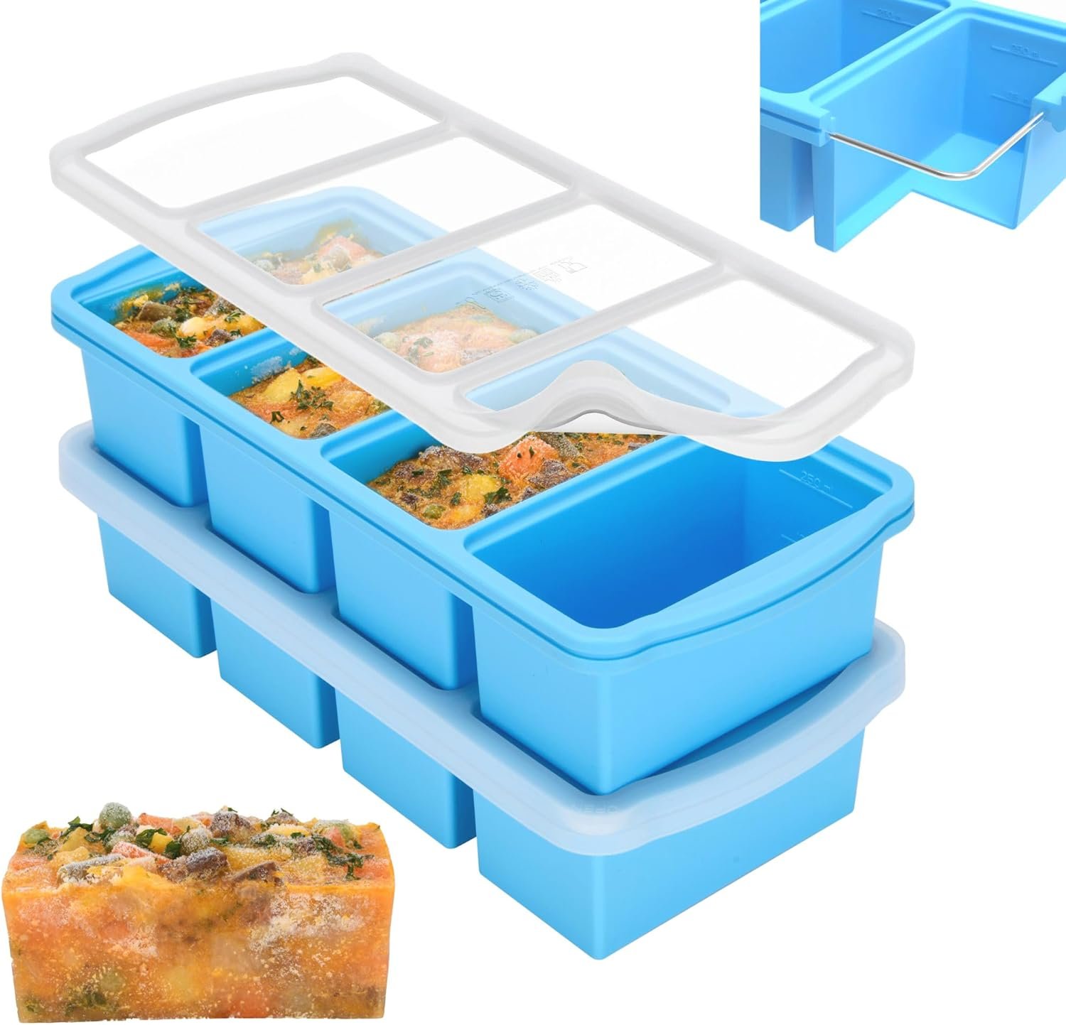 silicone freezer trays 1 cup portions