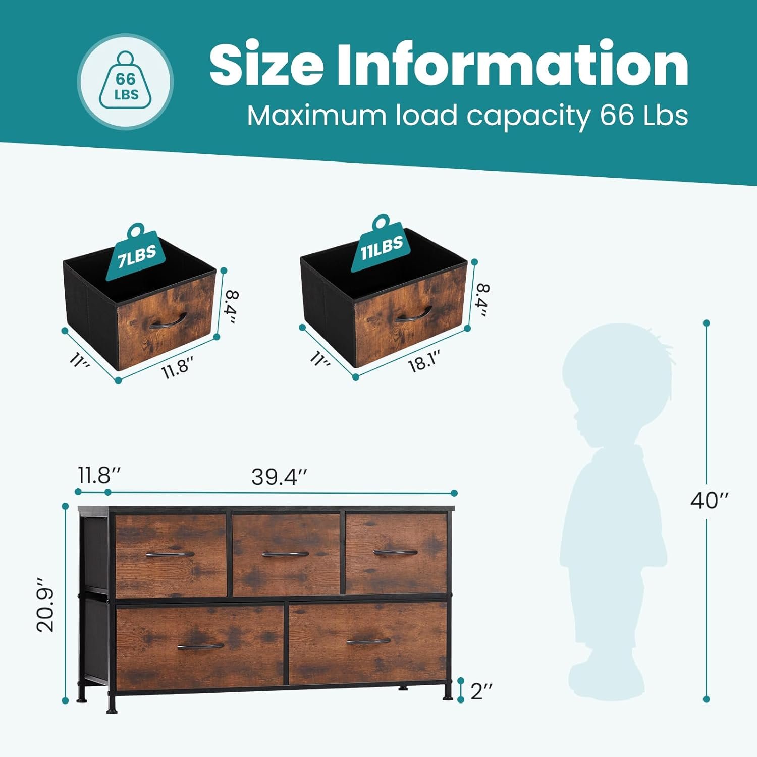 fabric dresser with drawers