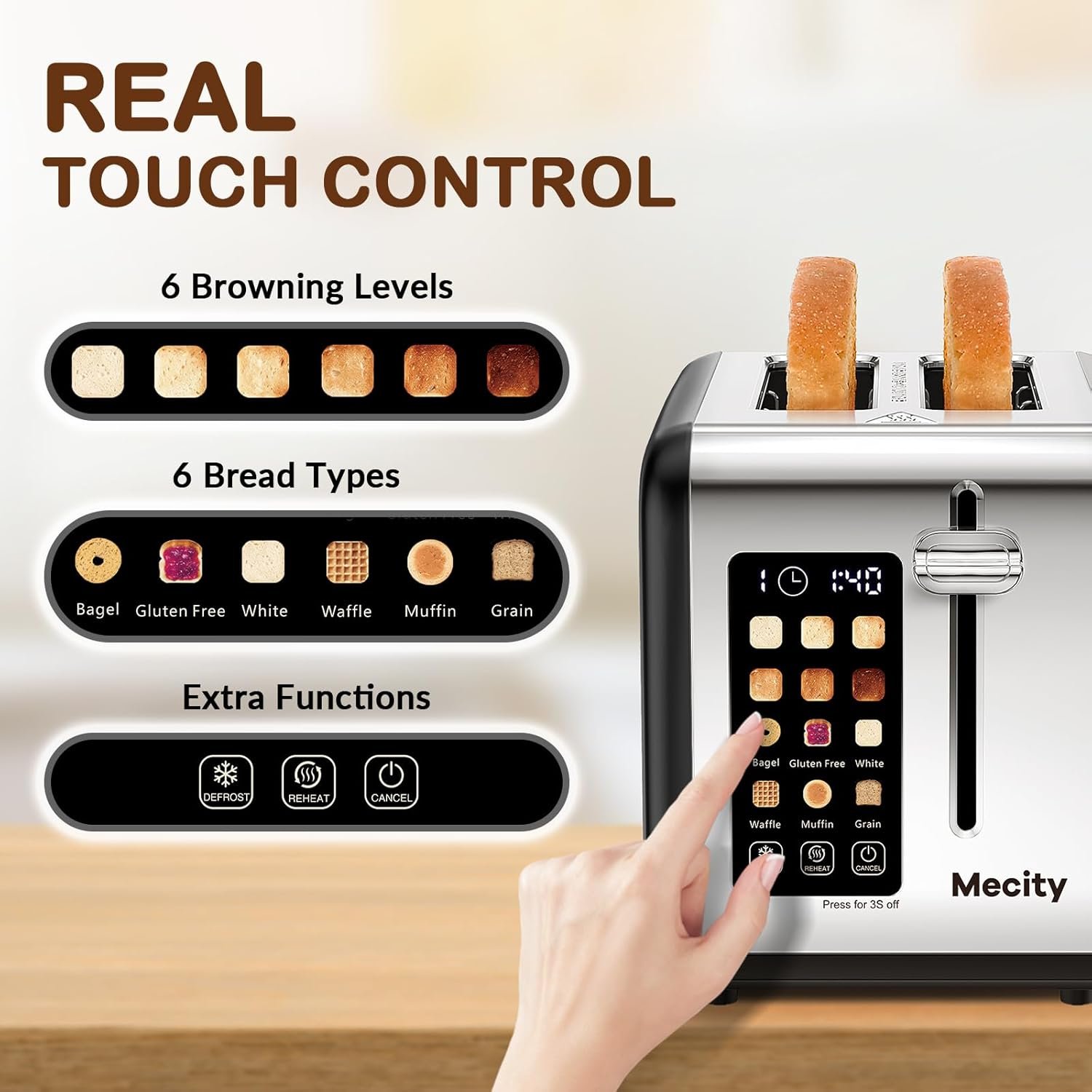 touchscreen 2-slice smart toaster