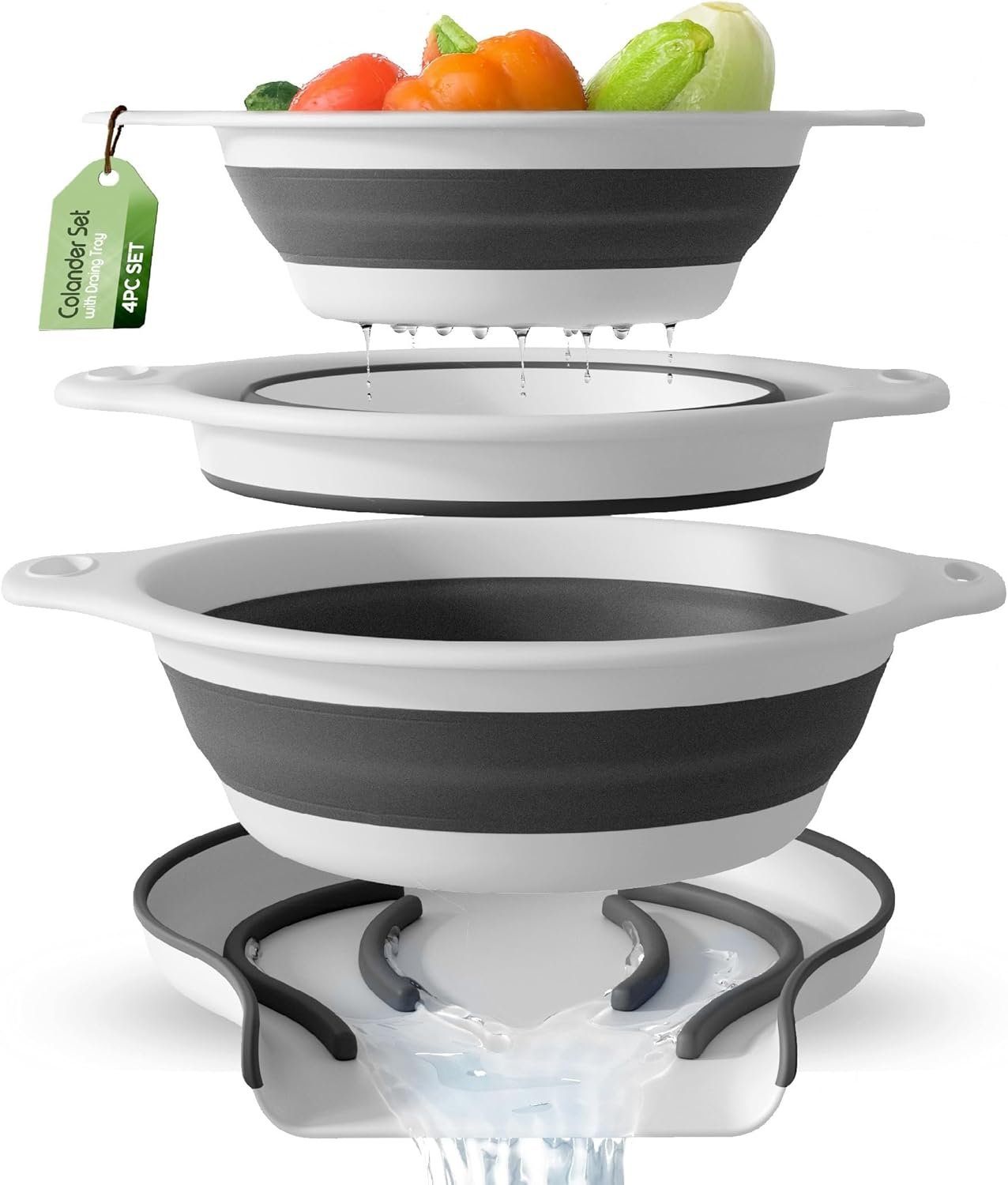 collapsible colander over sink set