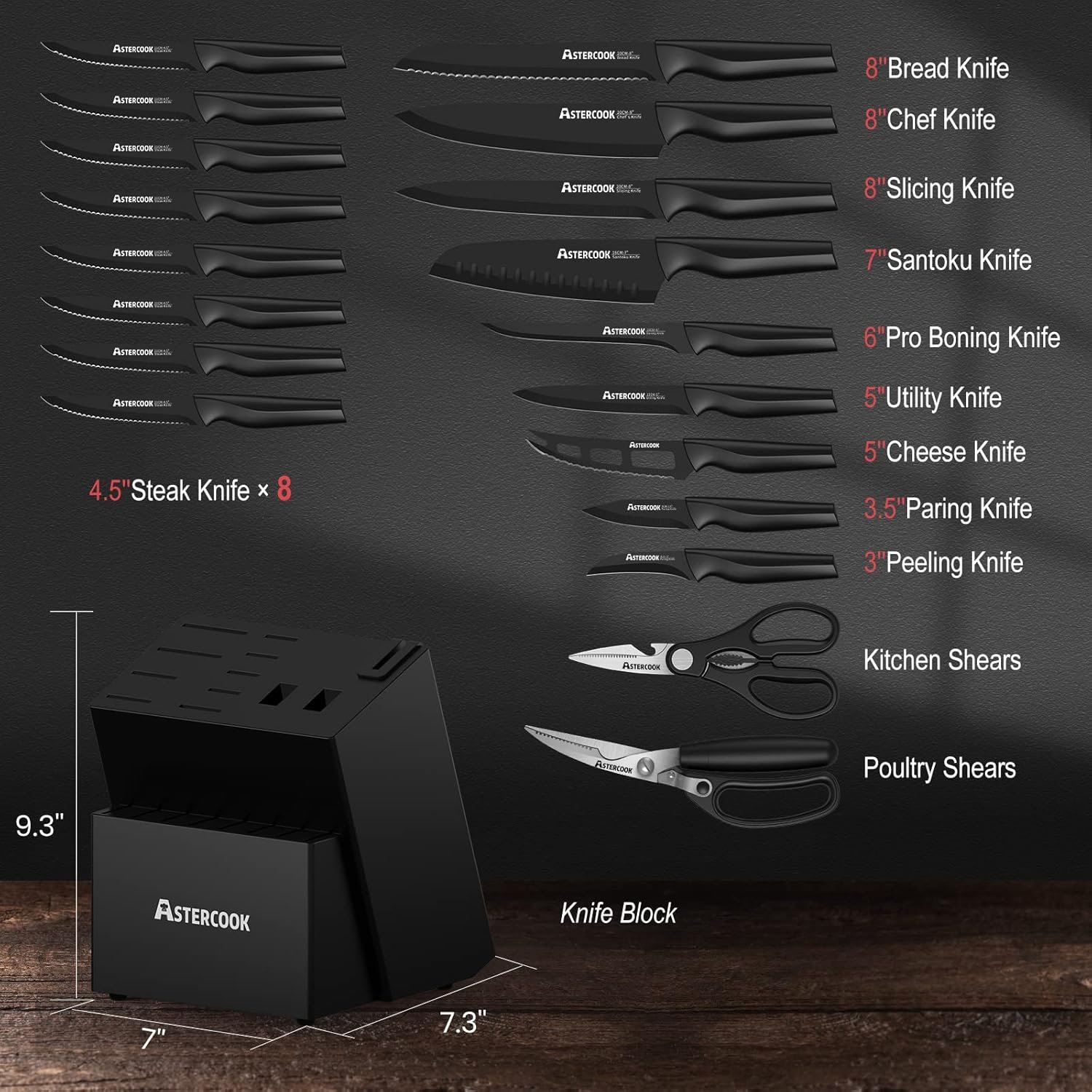 21-piece kitchen knife set