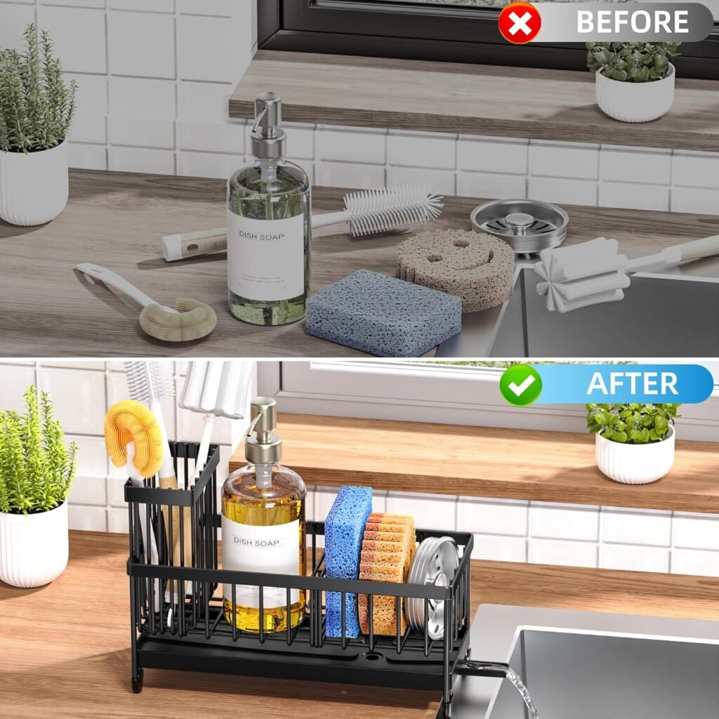 kitchen sink caddy organizer stainless steel