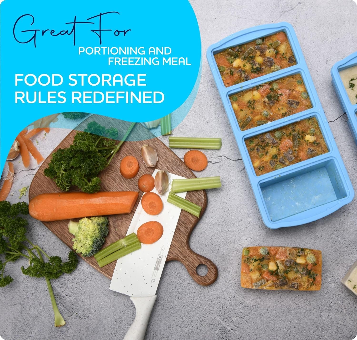 silicone freezer trays 1 cup portions