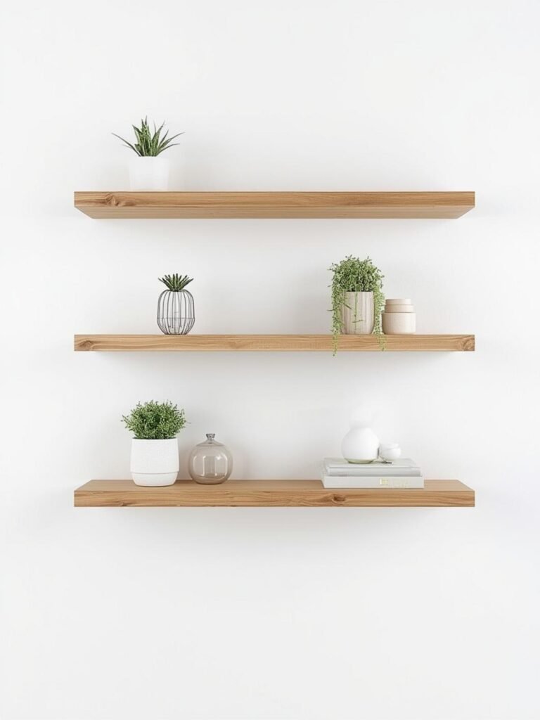 wood floating shelves