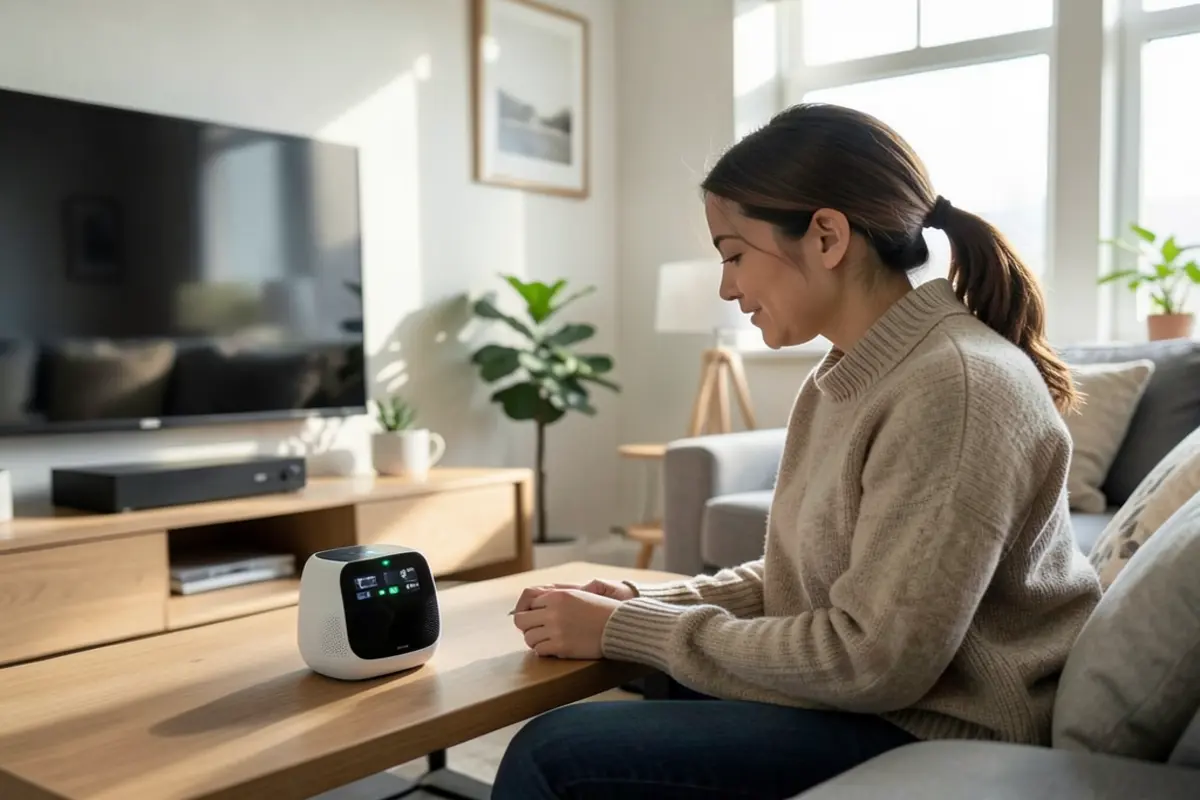 Homeowner considering a smart speaker alarm clock