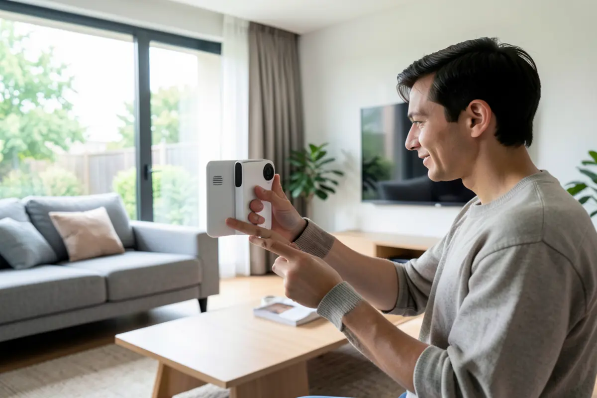 Person reviewing smart doorbell camera on their phone